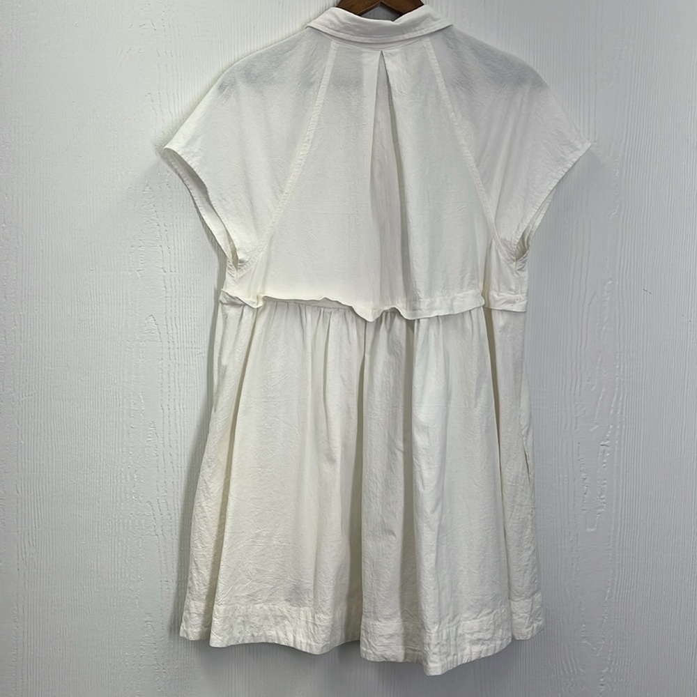Free People - Ronnie Cotton Poplin Button Down Short Sleeve Mini Shirtdress SZ M - Picture 11 of 12